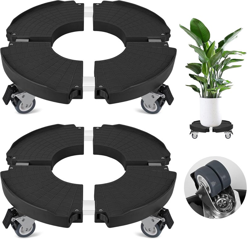 ToLanbbt 2 Pack Plant Caddy Stands with 360° Wheels Adjustable 15-22 Inch Rolling Plant Stands Heavy Duty Large Plant Carts Dolly with Casters 440lbs Capacity for Large Planter, Garden Pot, Flower Pot, Black - Image 1
